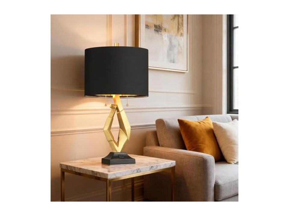 Modern Table Lamps Set Of 2 For Living Room Bedroom Office Black