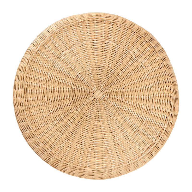 bali & pari Hideo Natural Rattan End Table - Handwoven Wicker Sculptural Accent Table with Pedestal Base image number 4