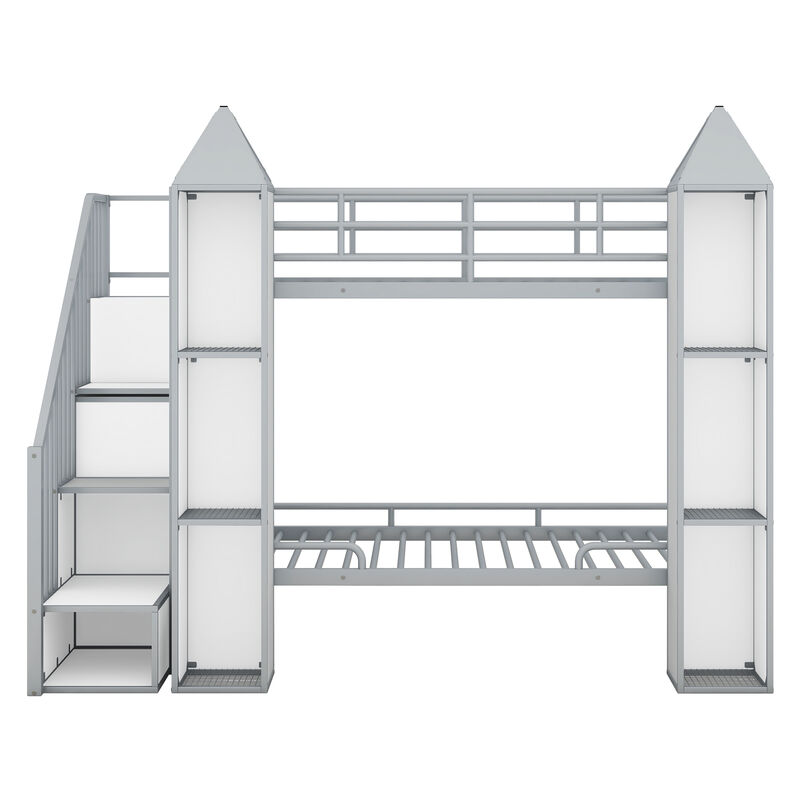 Merax Castle-shaped Bunk Bed with Wardrobe