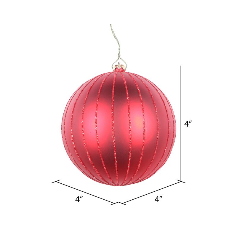 Red Matte Glitter Ball Ornament 4/bag image number 1