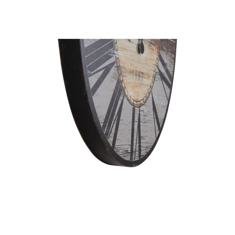 Hivvago Gray Oversized Distressed Paris Wood Wall Clock