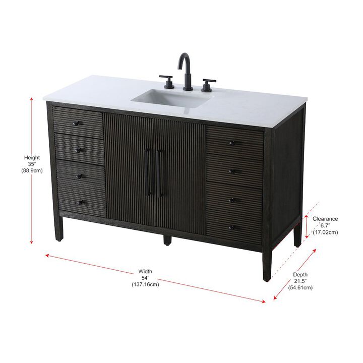 Elegant Kitchen and Bath 54 inch Single Bathroom Vanity inChocolate Oak