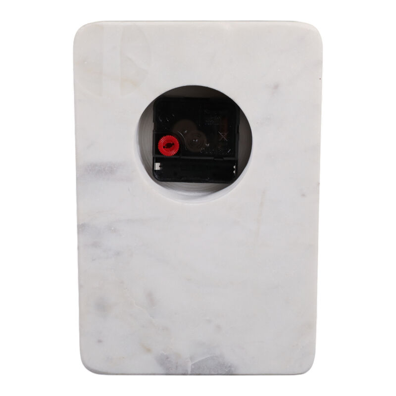 9" Marble Clock with Brass in White image number 2