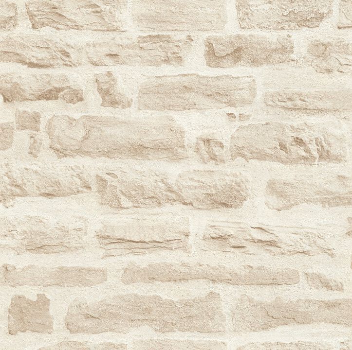 The Bricks And More Rocky Retreat Motif Beige Wallpaper BB51128