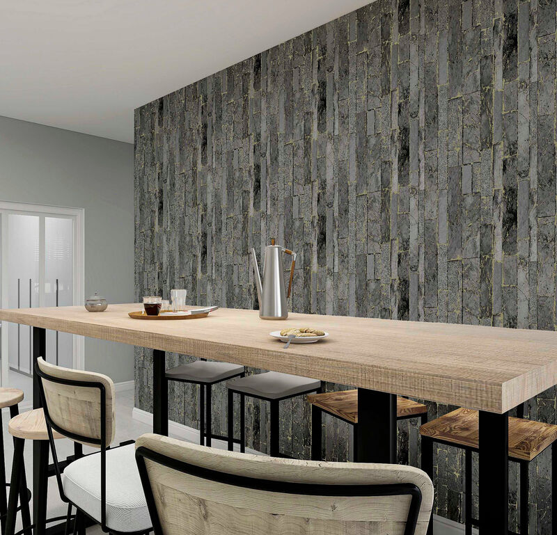 Kintsugi Black Geometric Wallpaper image number 5