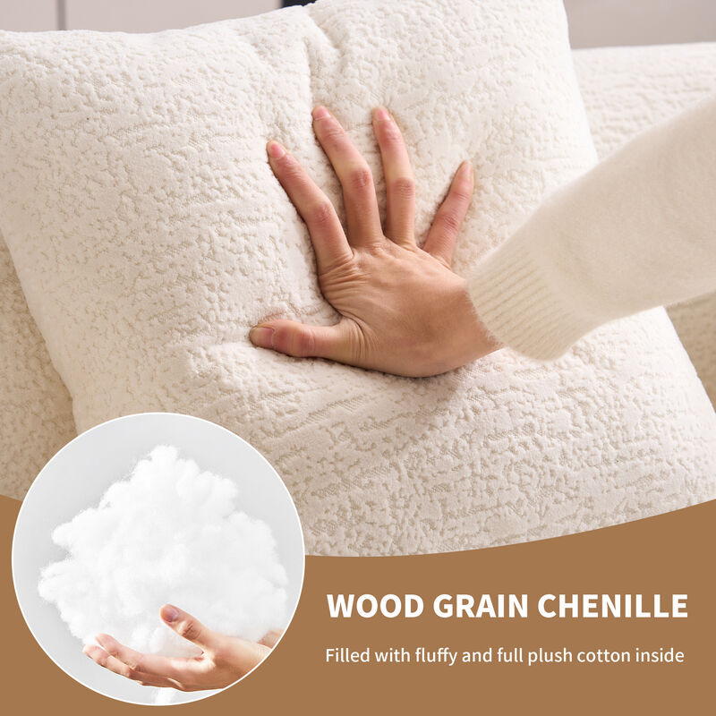 TATEUS Curved Chenille 30D Sponge Loveseat