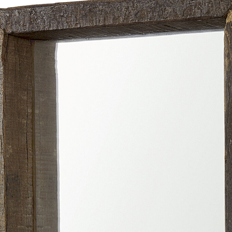 HomeRoots 18" Brown Solid Wood Framed Accent Mirror image number 2