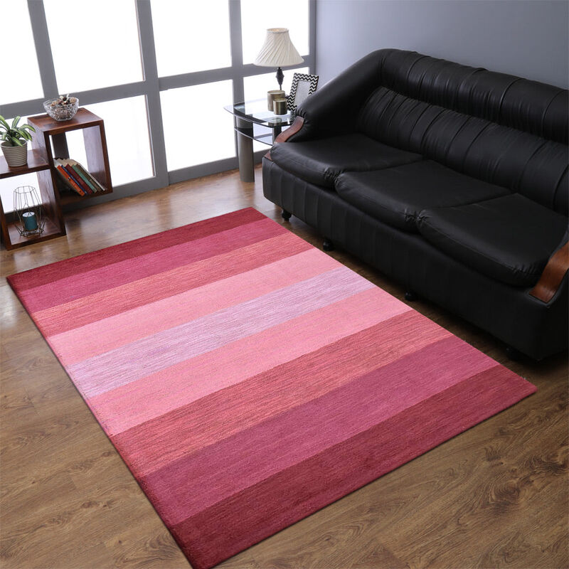 RUGSOTIC CARPETS HAND TUFTED WOOL ECO-FRIENDLY AREA RUGS  - 5'x7'6'', Rectangle Shape, Red, Contemporary Modern Design, High Pile Thick Handmade Area Rugs for Living Room, Bed Room (K03105)