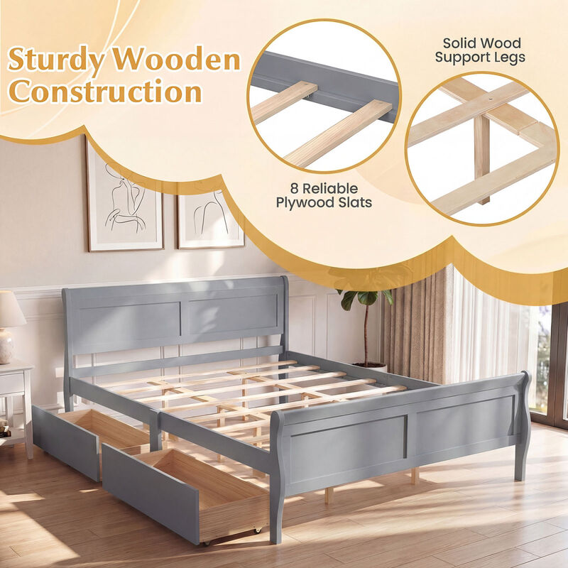 Modern Bed Frame with 2 Underbed Storage Drawers and Footboard image number 3
