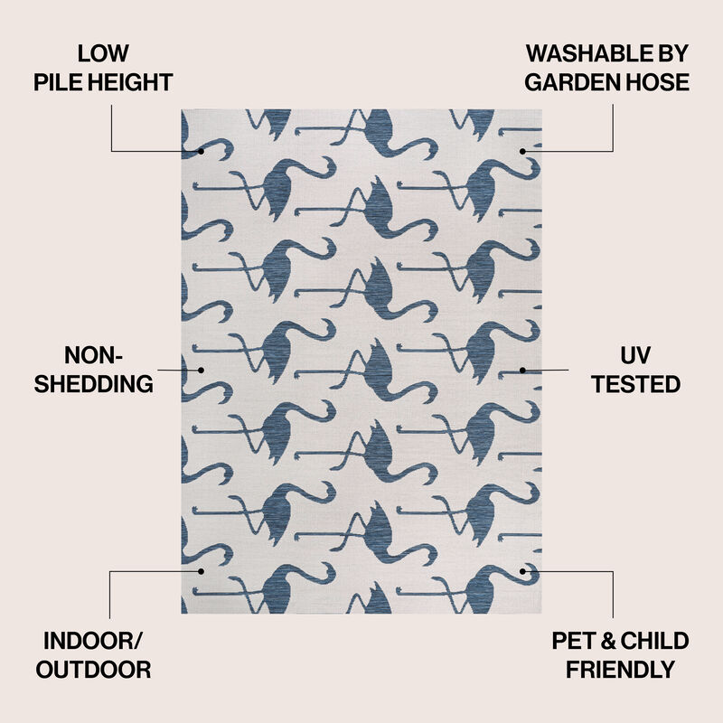 Liana Casual Coastal Flamingos Two-Tone Indoor/Outdoor Area Rug