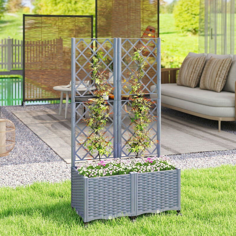 Hivvago Mobile Self-Watering Raised Planter with Trellis image number 1