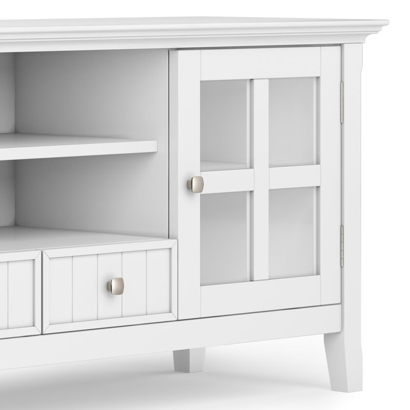 Acadian SOLID WOOD 60 inch Wide Rustic TV Media Stand in White For TVs up to 65 inches