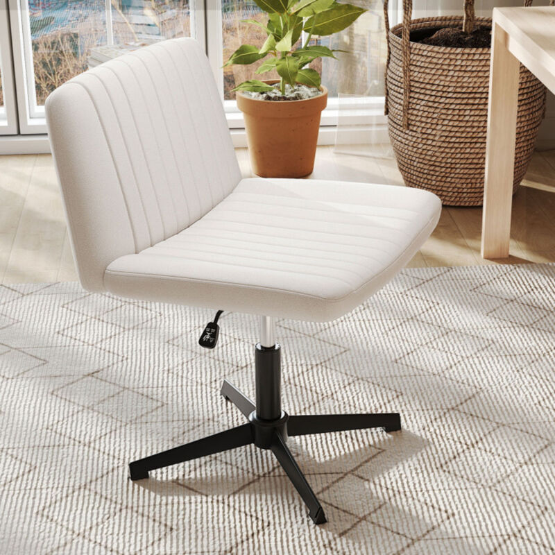 Armless Criss Cross Swivel Desk Chair – No Wheels, Wide Seat for Cross-Legged Sitting