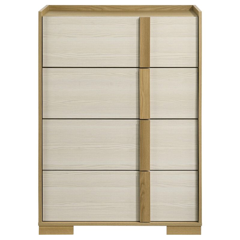 Hyle Tall Dresser Chest, 4 Drawers, Modern Natural Brown and White
