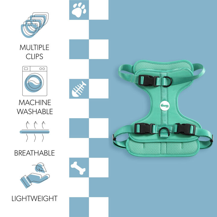 Arlo Adjustable Soft Padded No Pull Pet Harness with 3 Buckles and 3 Leash Clips