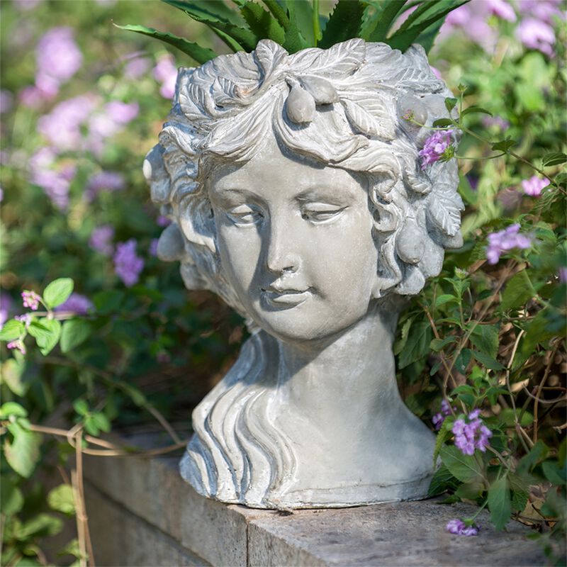 Clihome Outdoor Home Garden Decor Cement Bust Wall Planter image number 2