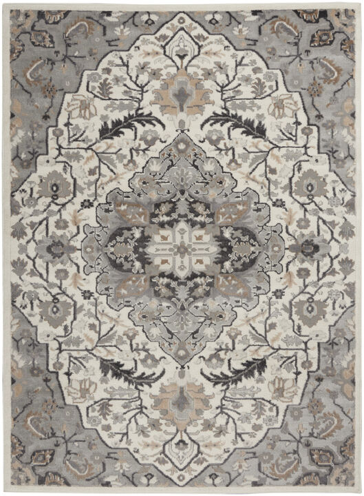 HomeRoots Floral Medallion Non Skid Area Rug