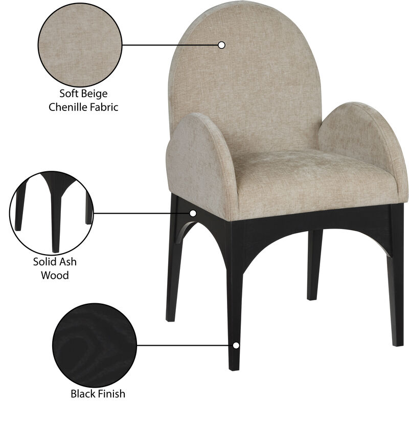 Meridian Furniture Waldorf Beige Chenille Fabric Dining Chair