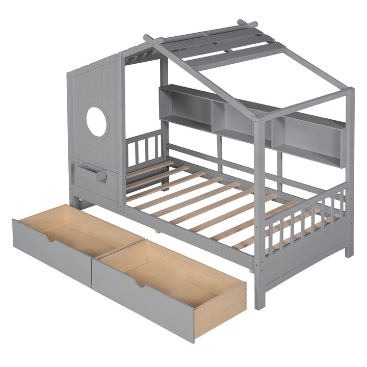 Fufdon Kids Twin Size House Bed