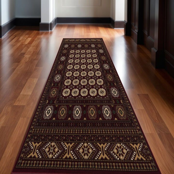 HomeRoots Floral Medallion Runner Rug