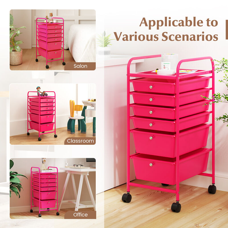 Multifunctional 6 Drawers Rolling Storage Cart Organizer