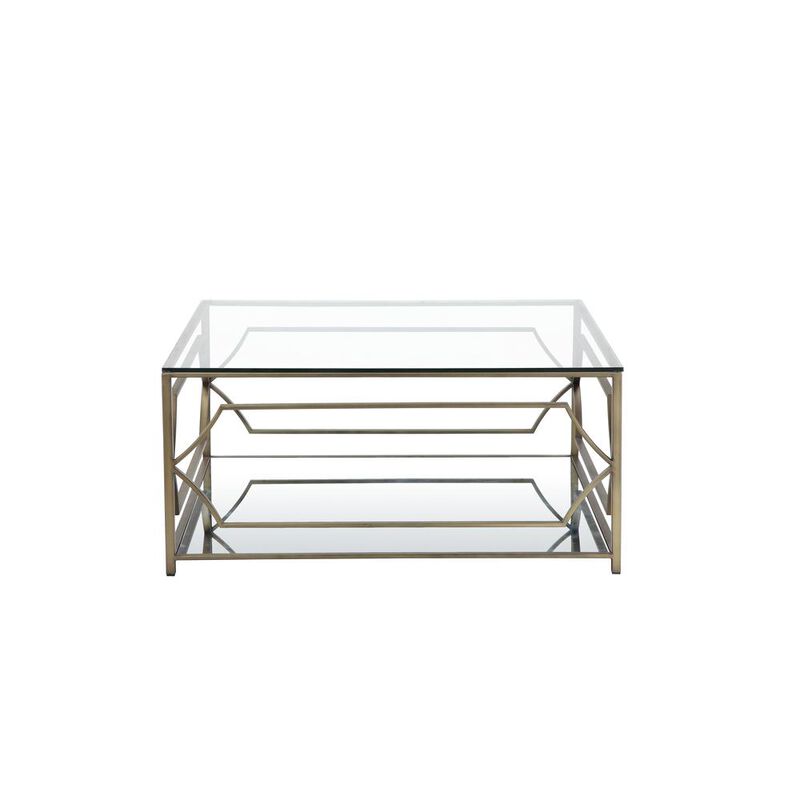 90210 Furniture Edward Square Coffee Table Brass