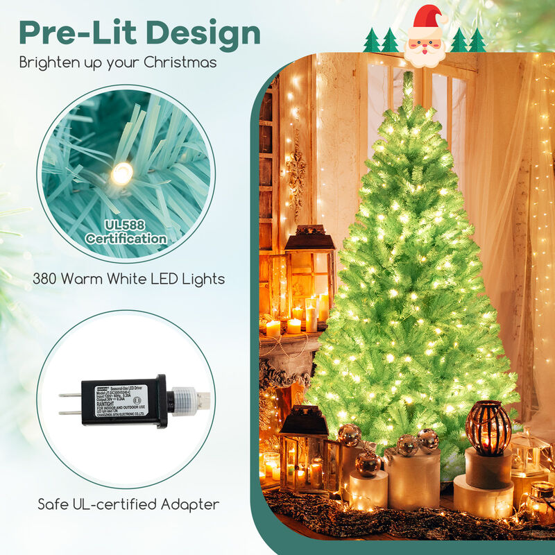 Artificial Christmas Tree with  LED Lights and Foldable Metal Stand