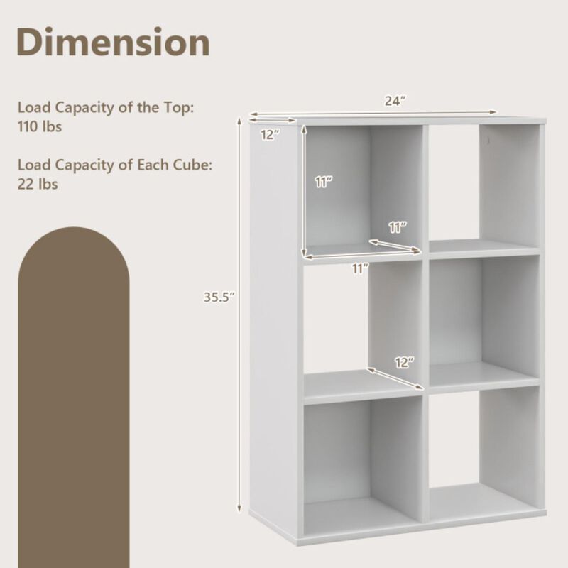 Hivvago 6-Cube Bookshelf 4-Tier Floor Display Shelf-White