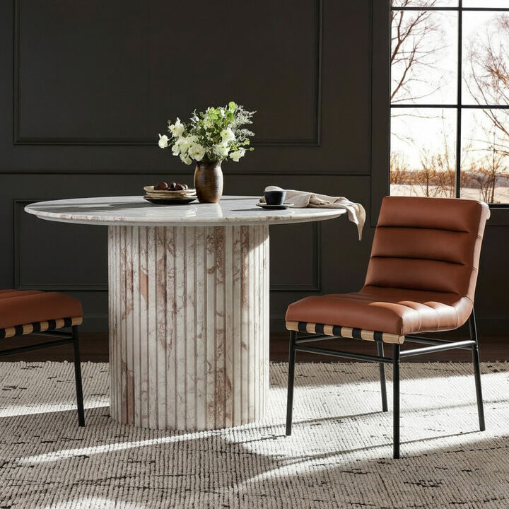 Meridian Furniture Burke Cognac Vegan Leather Dining Chair, Set of 2