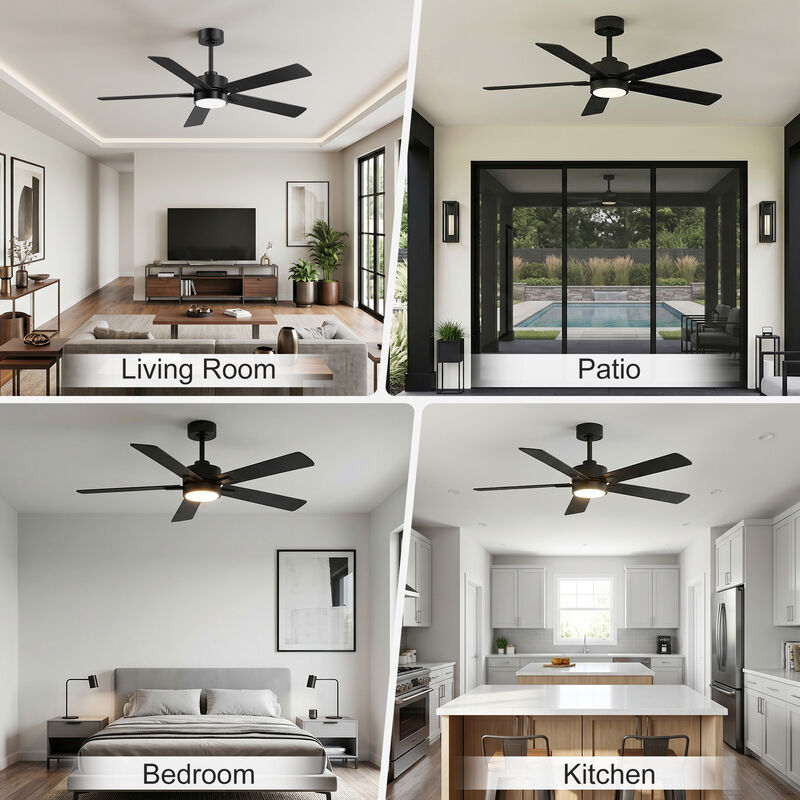 Breezary 52 Inch LED Ceiling Fan with Light, Tuya WiFi App Control, Dimmable 3CCT, 5 Blade Quiet Ceiling Fan image number 5