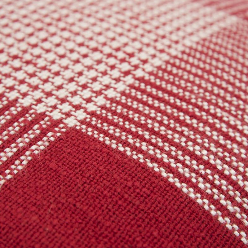Homezia Red White Plaid Pattern Throw Pillow image number 2