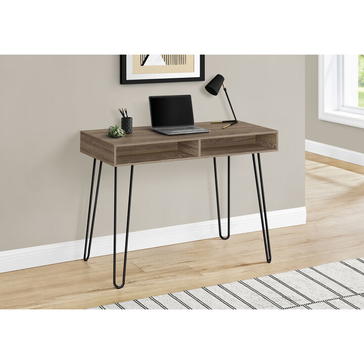 Monarch Specialties I 7772 Computer Desk, Home Office, Laptop, Left, Right Set-up, Storage Drawers, 40"L, Work, Metal, Laminate, Brown, Black, Contemporary, Modern