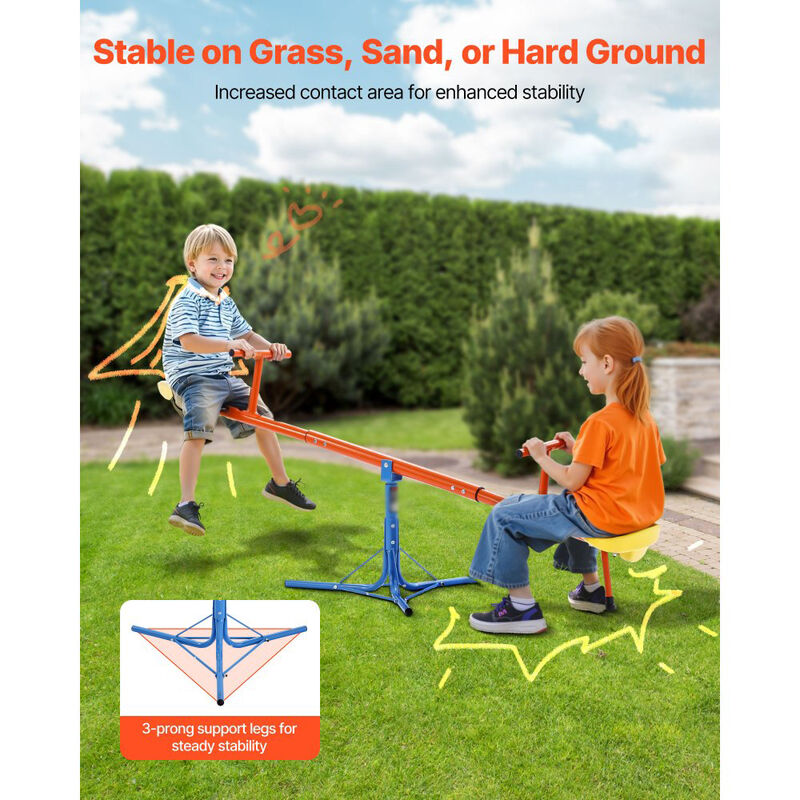 Kids Sit and Spin Seesaw, Teeter Totter with 3-Prong Support Legs, Ages 3+ image number 3