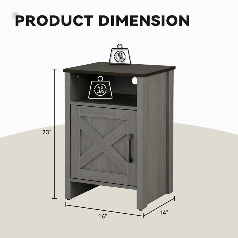 Farmhouse Side Storage Cabinet with Open Shelf Side Tabel for Living Room Bedroom image number 2