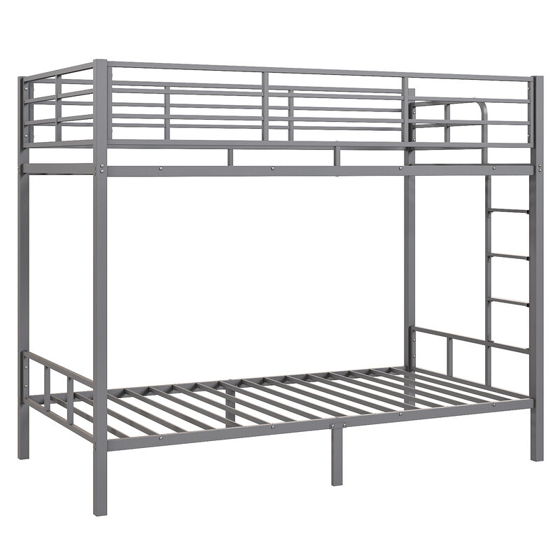 Square Tube Bunk Bed with High Guardrails & Side Ladder &ndash; Strong Iron Frame image number 0