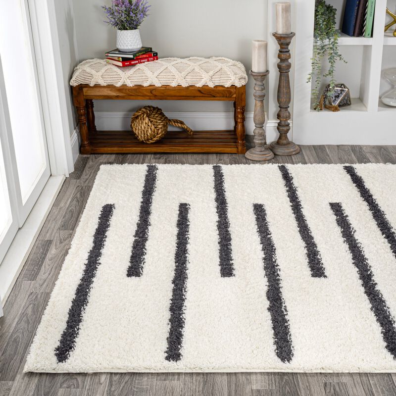 Alaro Berber Stripe Shag Area Rug