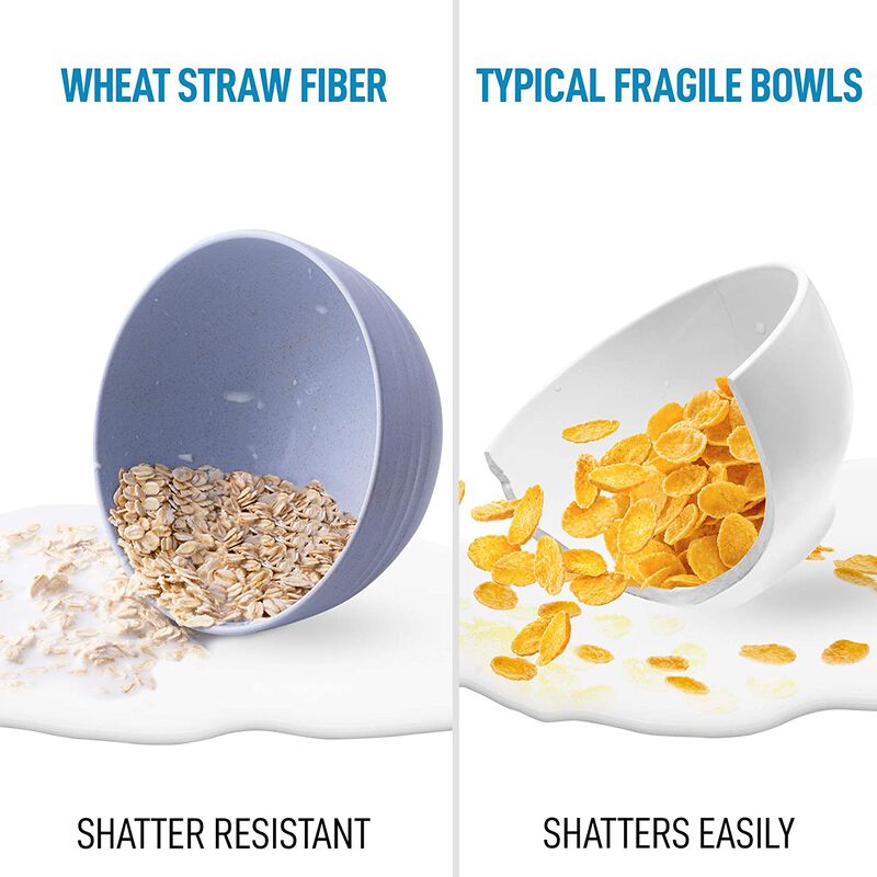 Unbreakable Wheat Straw Plastic Cereal Bowls Set of 4