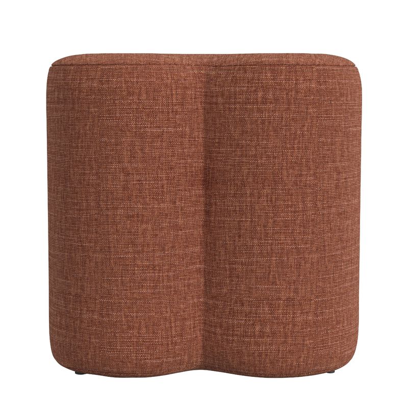 Ace Accent Ottoman with Clover Shape in Rust Orange Chenille, 18 Inch
