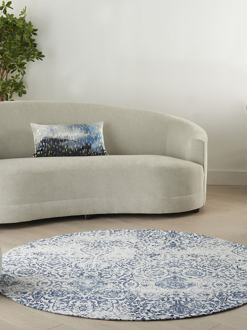 Damask DAS06 Ivory/Navy 6' x Round Rug