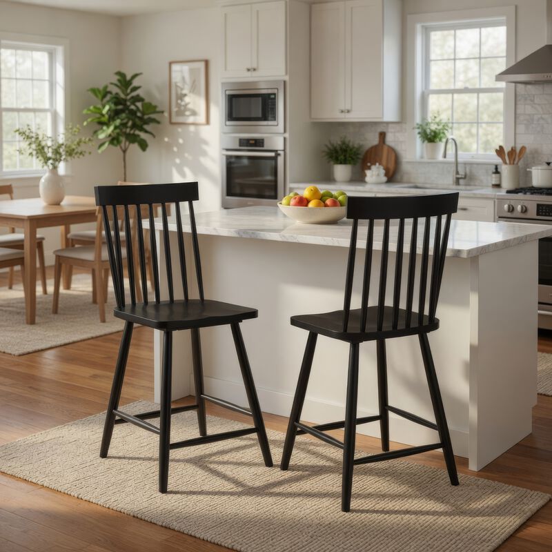 Andy Counter Height Chair Set of 2, Windsor Spindle Back, Wood image number 8