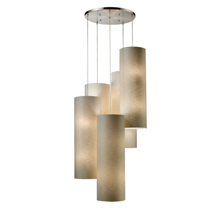 Fabric Cylinders Configurable 5-Light Cluster Pendant