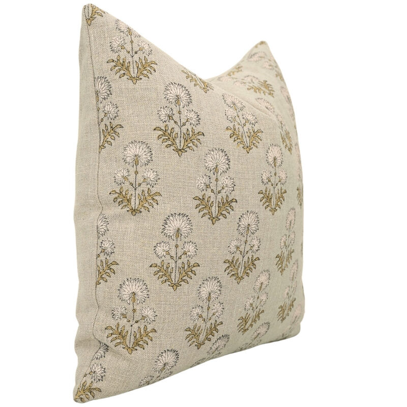 Fabdivine White Boho Floral Throw Pillow Cover Handmade Thick Linen Cushioncase for Sofa, Bed, Couch, Living or Dining Room, Farmhouse, Rishi image number 4
