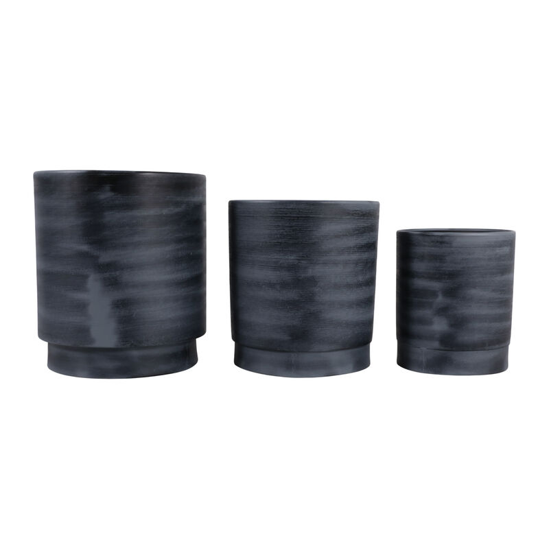 S/3 9/11/13" Tall Metal Pedestal Planters, Gray image number 3