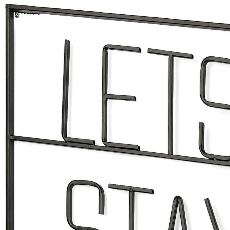 HomeRoots Let's Stay Home 16" X 20" Black Let's Stay Home Metal Wall Decor image number 2