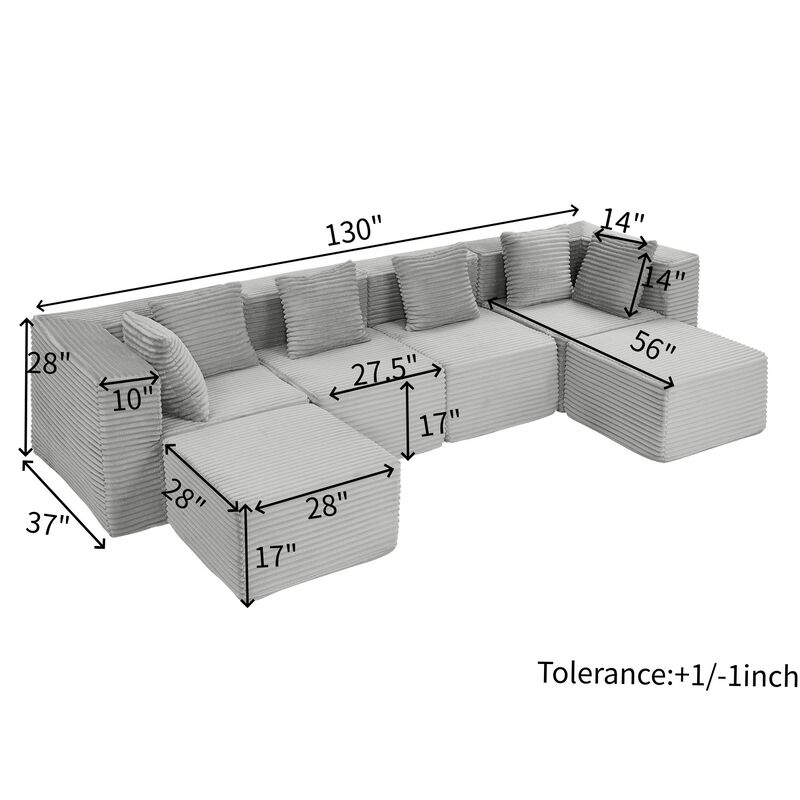 Dulp U-Shaped Boneless Sectional Sofa image number 7