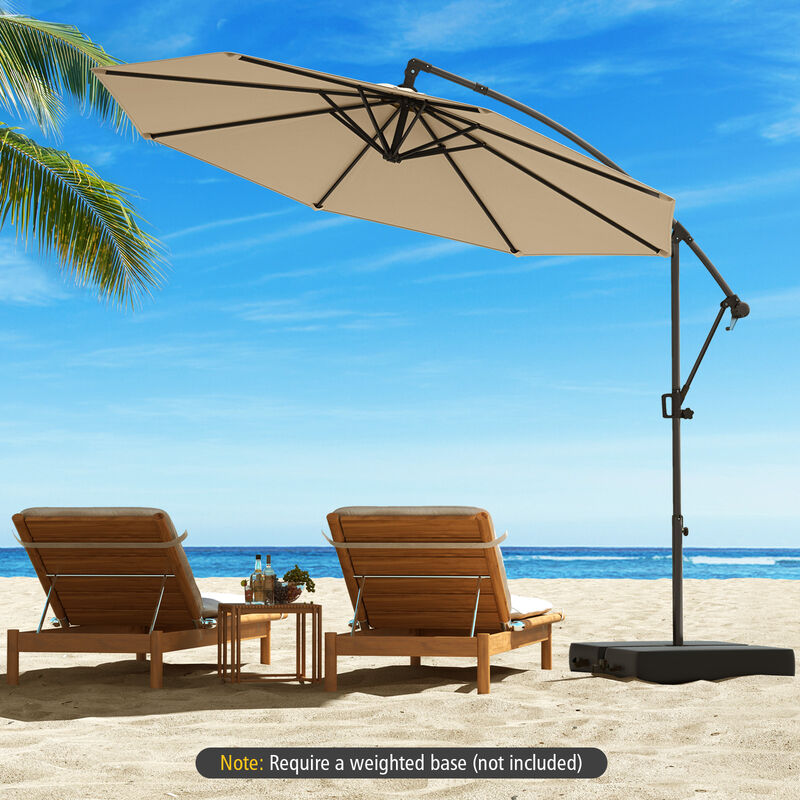 Offset Hanging Patio Umbrella with Base &ndash; Infinite Tilt Cantilever Design