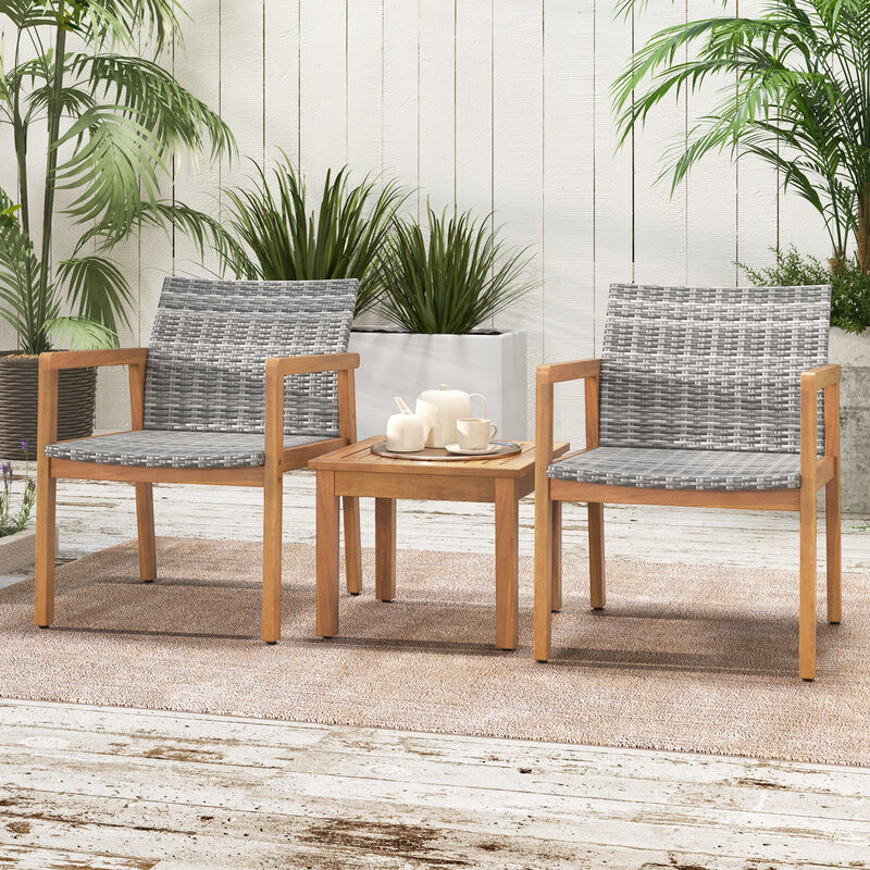 3-Piece Patio Furniture Set with Chair and Coffee Table for Outdoor Space
