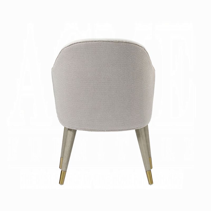 Arity Side Dining Chair Set of 2, Modern Light Gray Fabric, Gold Metal - Benzara