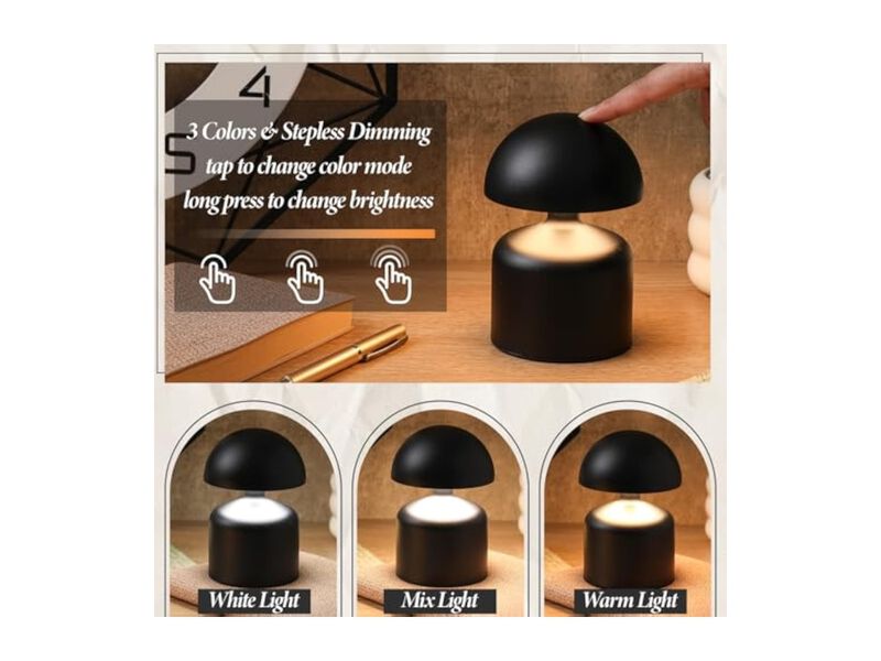 Rechargeable Cordless Touch Control Modern 2 Pack Mushroom Lamps For Living Room image number 3