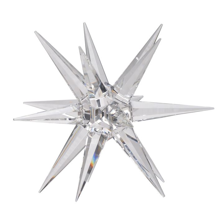 10 Inch Glass Star Accent Decor for Tabletop, Elegant Clear Crystalline - Benzara